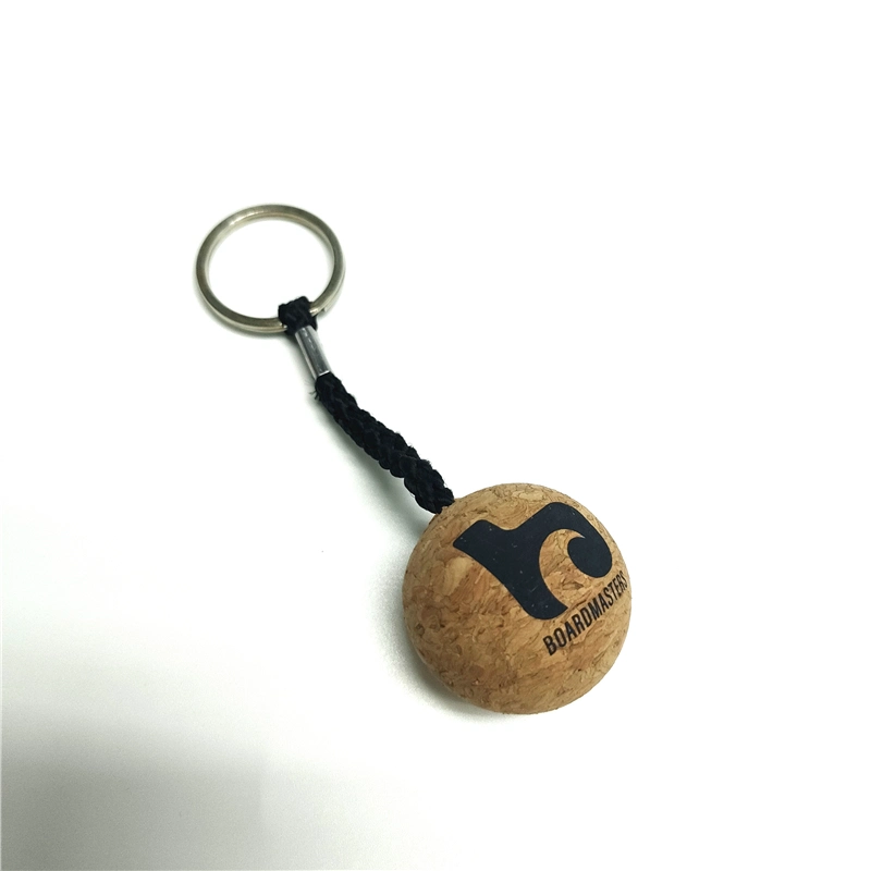 Llavero flotante OEM Logo impresión personalizada de espuma de Cork Llavero flotante para el comercio al por mayor Color Natural Cork Cork Llavero bola