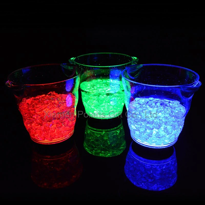 4L de acrílico transparente de plástico de la botella de Champagne LED iluminado cubo de hielo