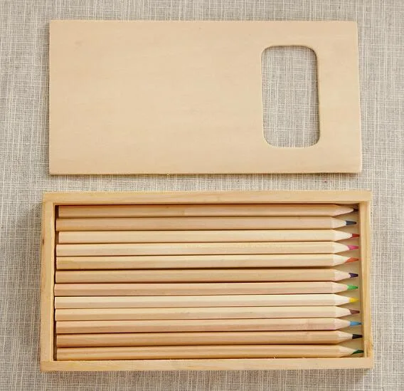 Natural Color Wood Pencil in Wooden Box Packing