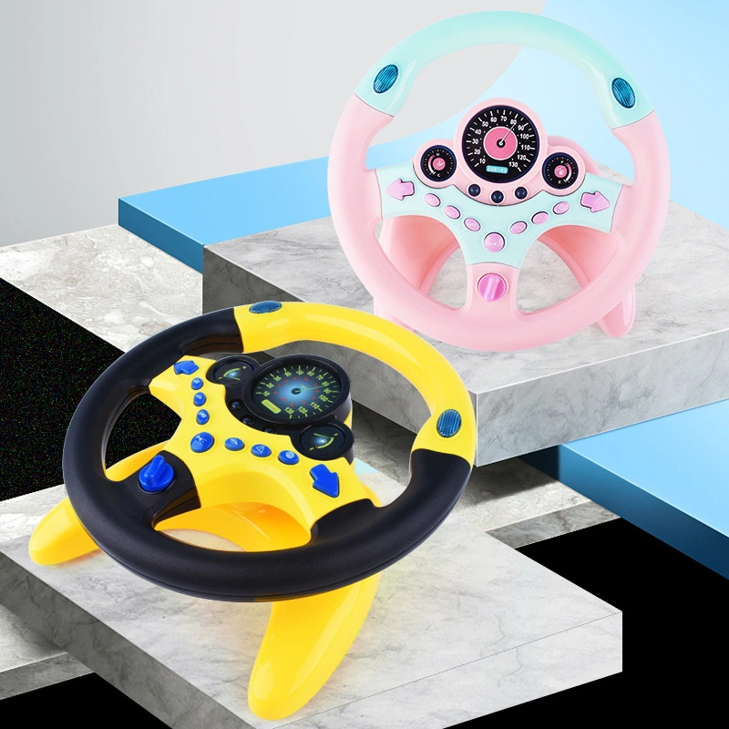 Battery Operated Steering Wheel Driving Baby Musical Educational Toys for Kids