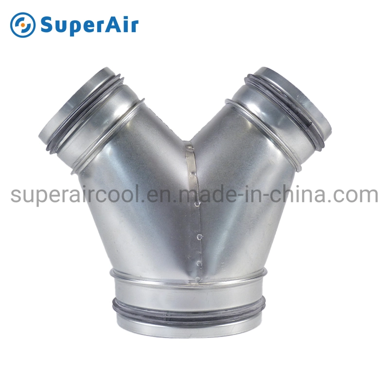 Galvanized Steel Ventilation Air Duct 45 Degree Y Branch Duct