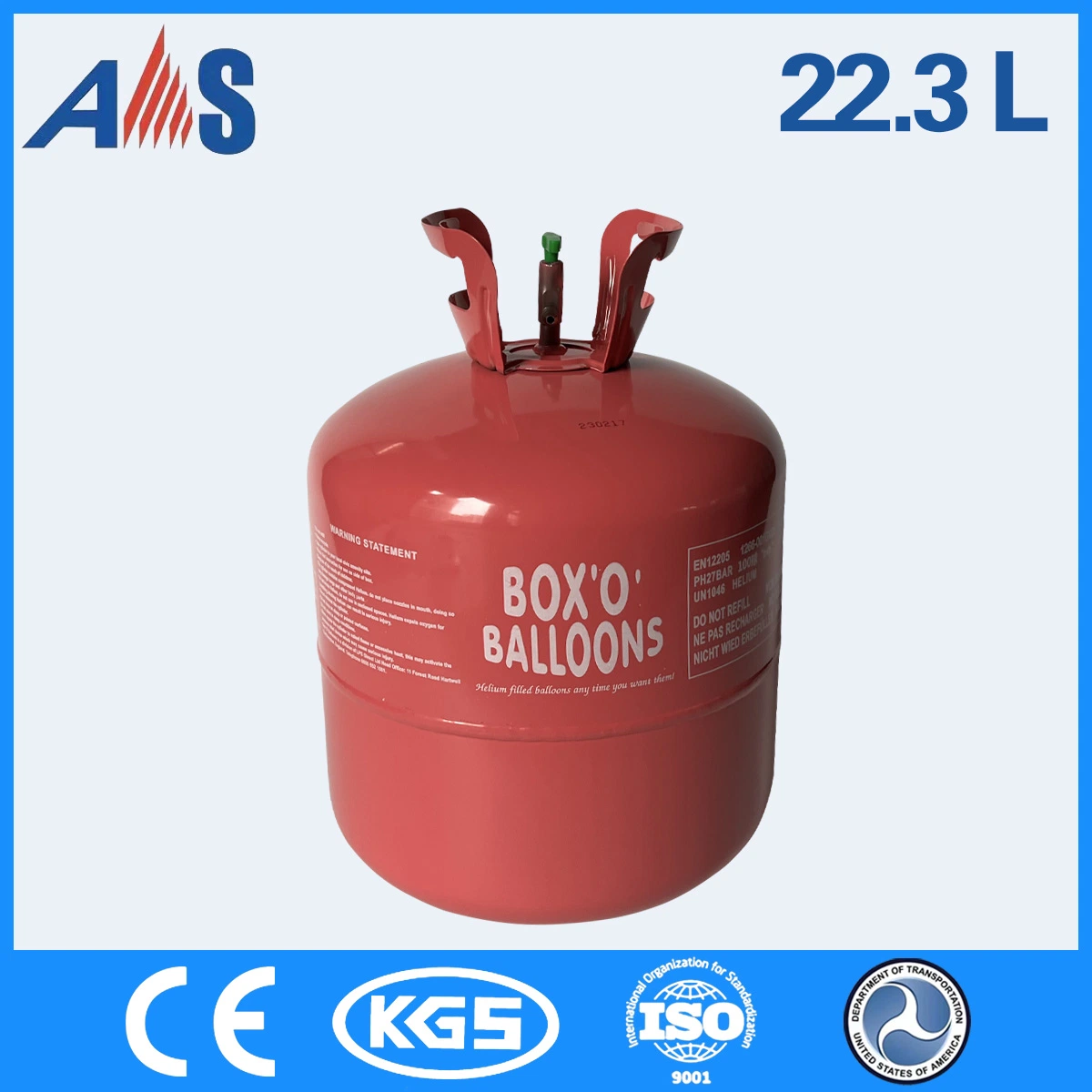 CE DOT Helium Gas Tank Low Pressure 18bar 22.3L 30lb Cylinder for 100 Party Balloons for Party Celebration