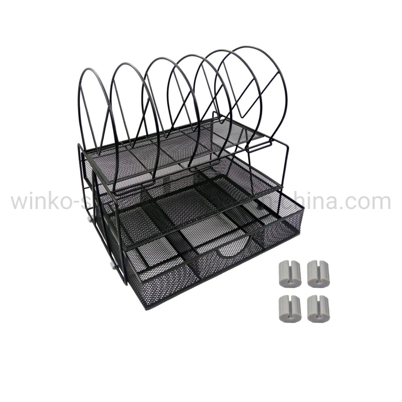 3-Tier File Tray Metal Mesh Stationery for Desktop