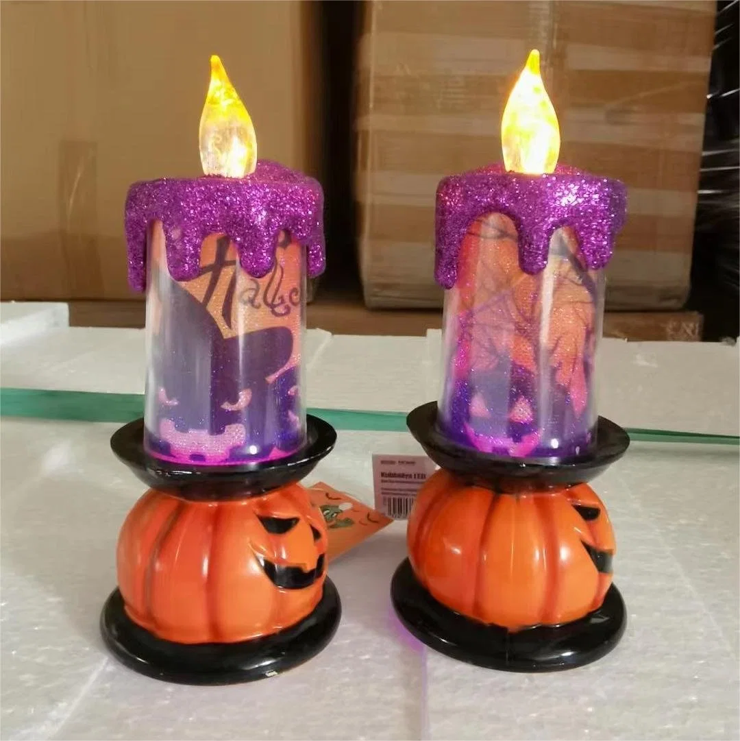 Fábrica OEM personalizar la decoración de Halloween Halloween Artículos del Hogar de acrílico de embarcaciones de vela de calabaza LED Vela vela eléctrica fabricante en China