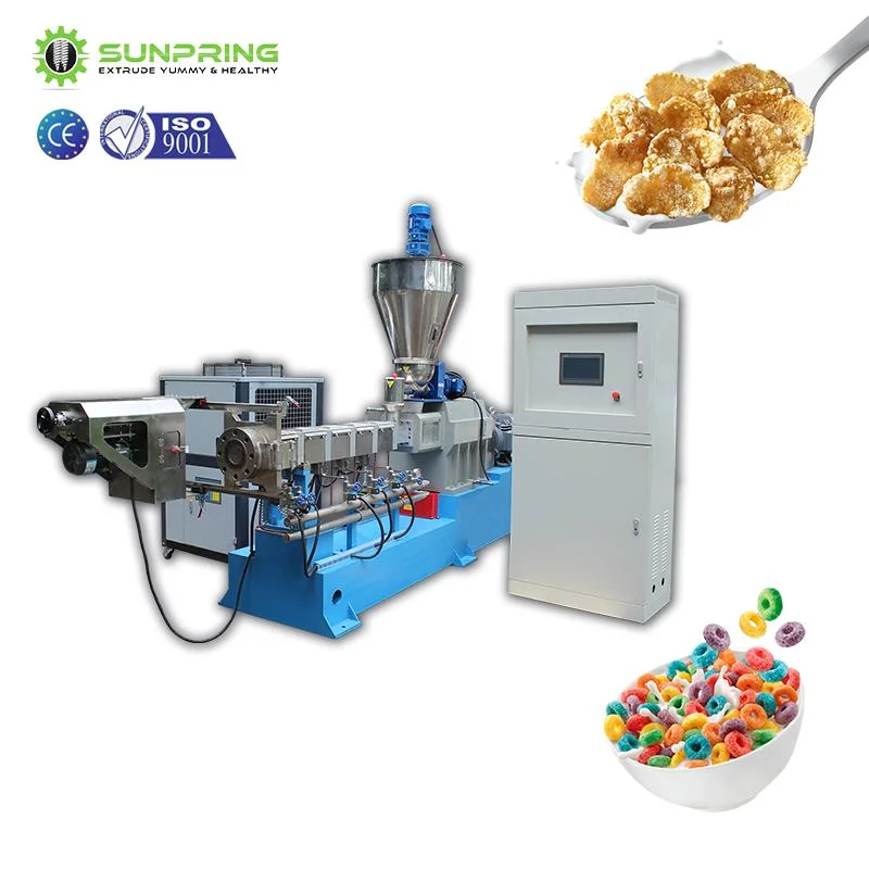 Maíz automático de copos de trigo cereales Cereales de desayuno que hace la máquina extrusora de alimentación de la producción de la línea de procesamiento de la planta de fabricación de equipos de extrusión Maker