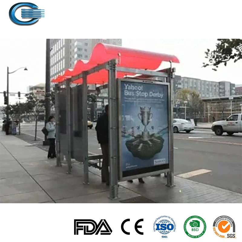 Huasheng Bus Stop Benches China Outdoor Shelter Factory Street Furniture Outdoor Metal Advertising Smart Advertising Bus Stop Shelter