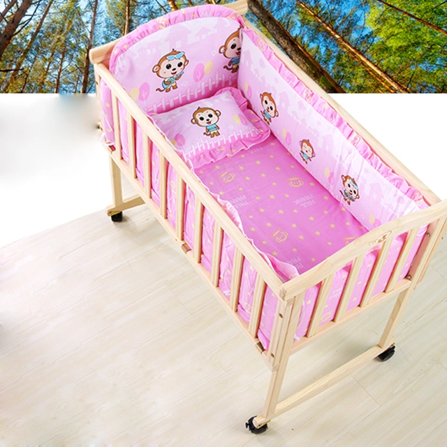 Modern Style New Design Wood Pine Baby Cot Strong Quality Baby Bed Crib