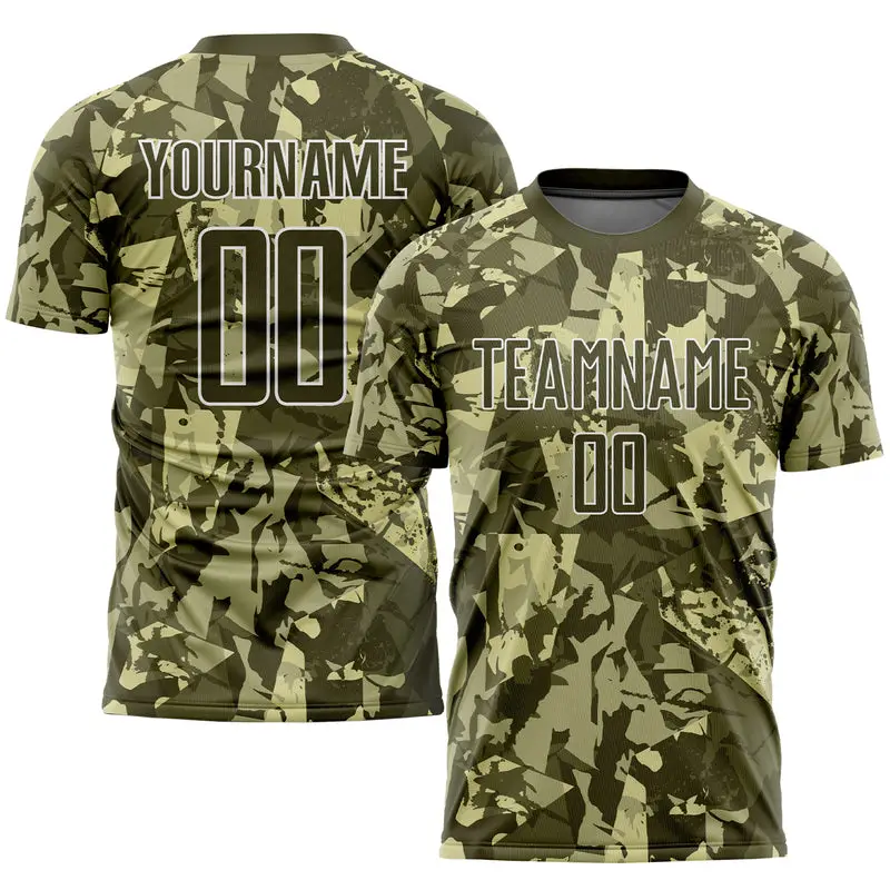 2022 Nuevo diseño Quick Dry Camo Youth Adult mejor fútbol Conjunto de camiseta de fútbol uniforme logotipo personalizado Sublimation ropa de fútbol Traje de los equipos de los clubes