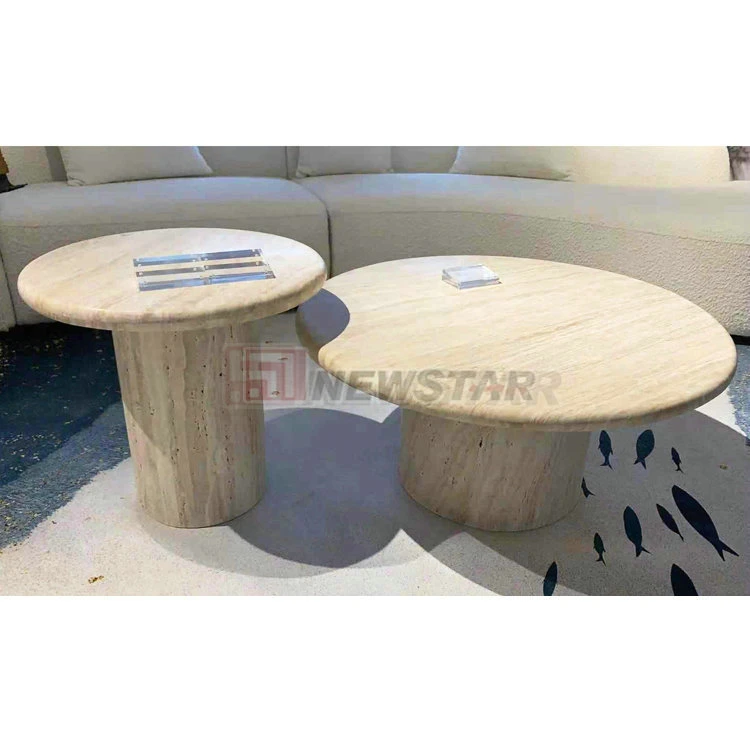 Travertine Furniture Guangzhou of Marble Table Round Coffee Table Set of 2