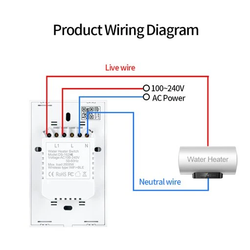 Apple HomeKit Smart Boiler Switch Water Heater Smart Tuya APP Fernbedienung Alexa Google Home Voice Control Glass Panel