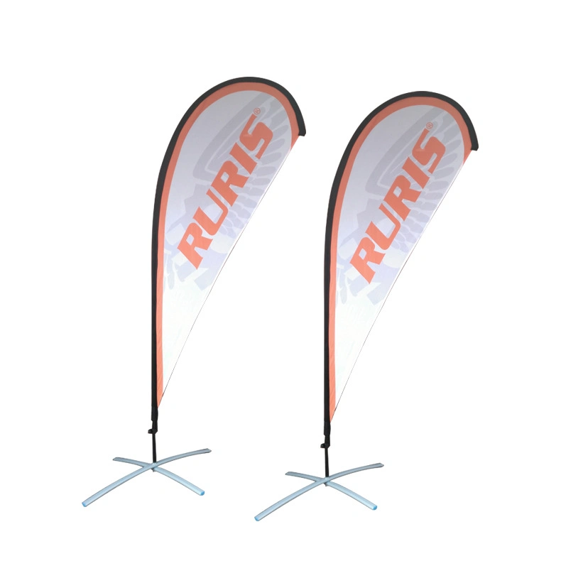 Portable Teardrop Flying Beach Flag Banner with Glassfiber Pole for Display Advertising