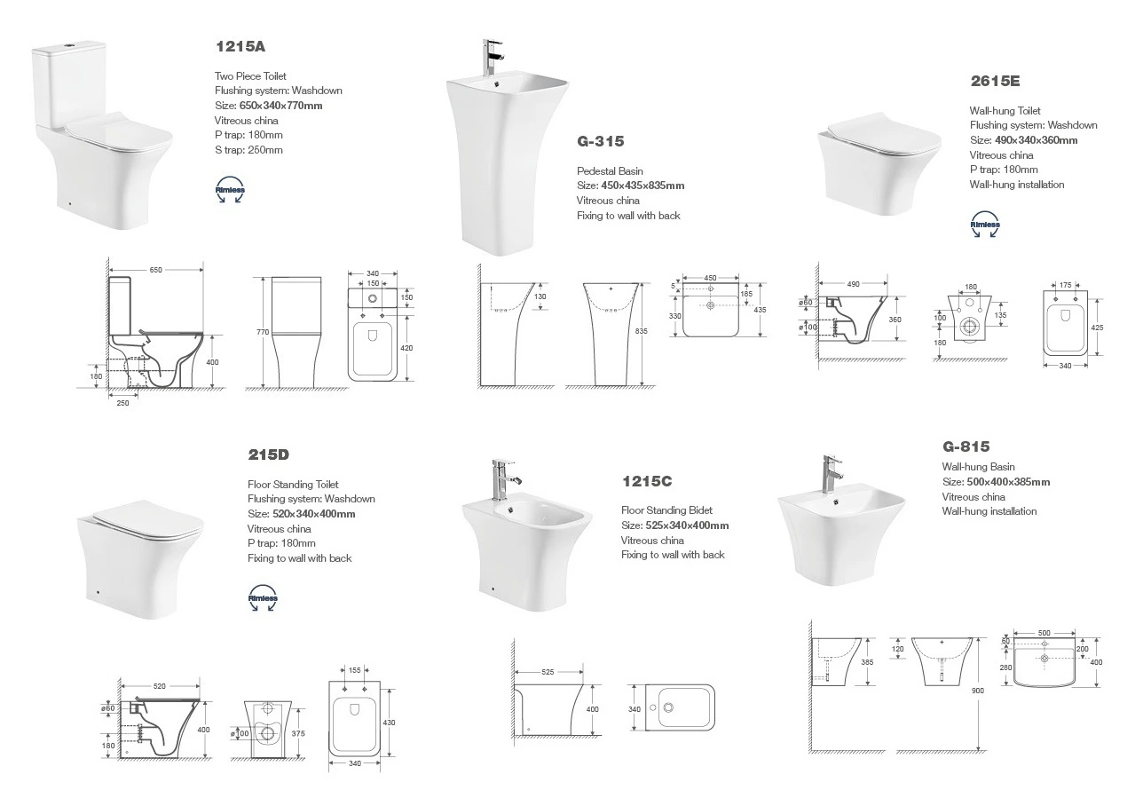 215D Floor Standing Back to Wall Toilet, Toilet Bowl, Wc