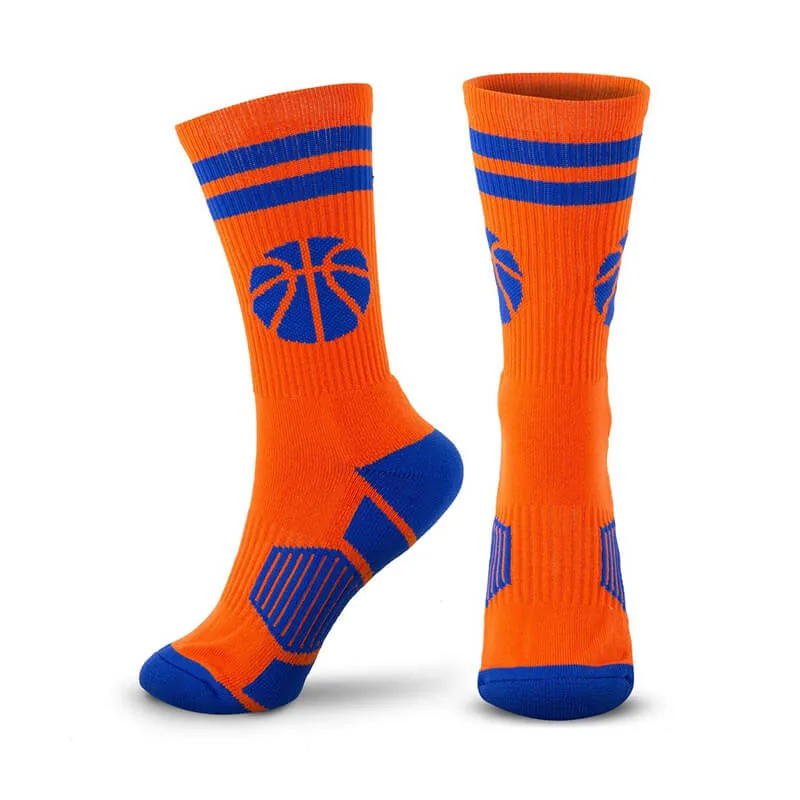 Wholesale Team Men Women Cotton Sports Custom Print Pattern Camping Basketball Socks