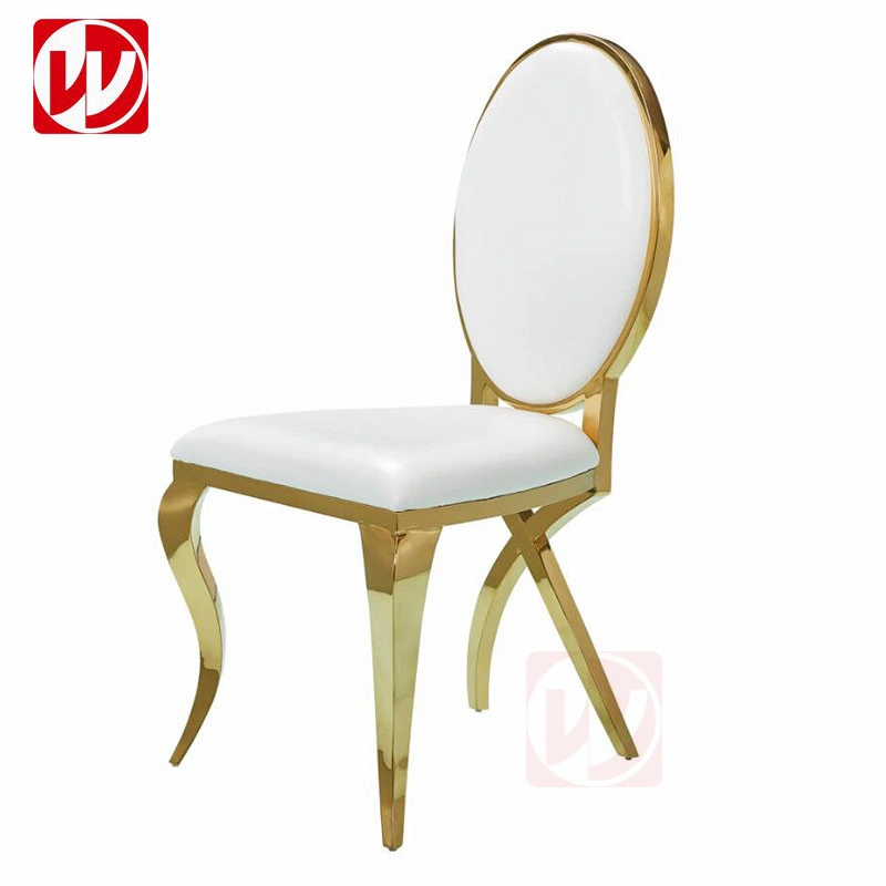 Estilo italiano moderno Home Jantar mobiliário único Calabash Chair volta Gold Dining cadeiras de aço inoxidável