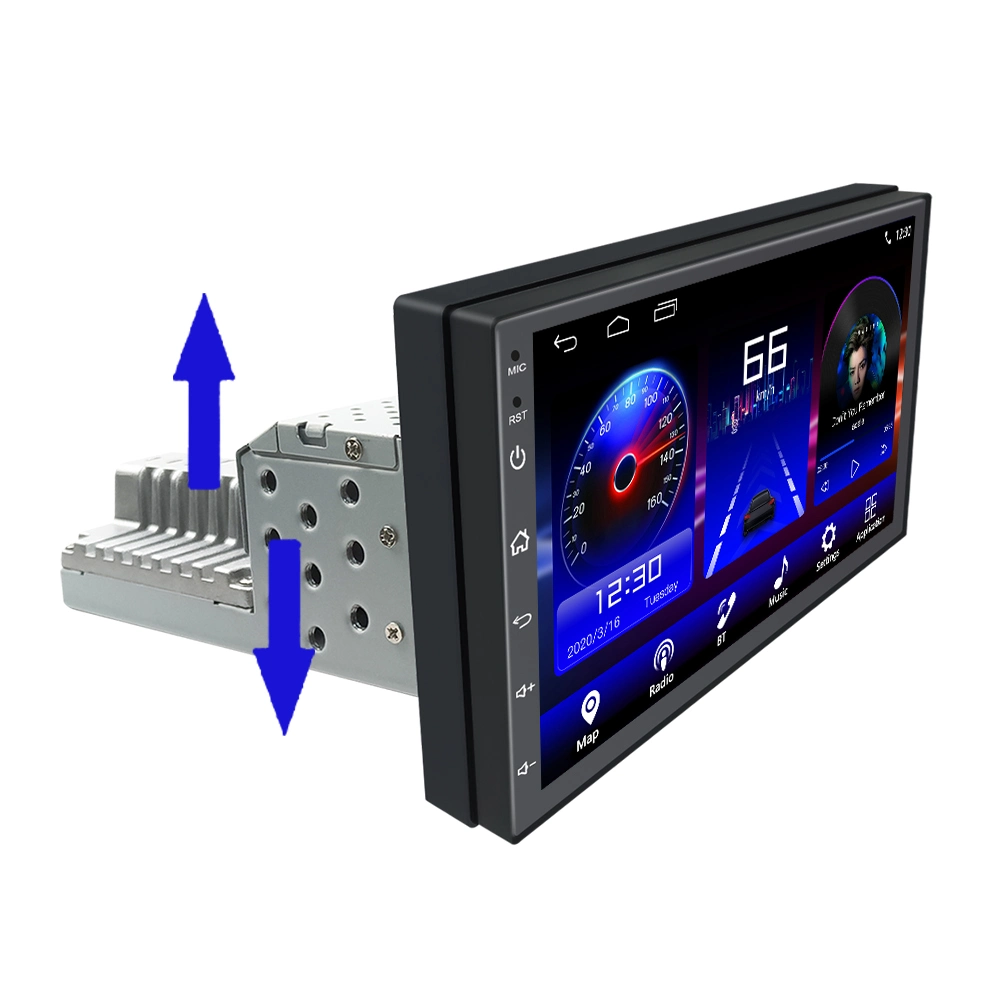 1DIN réglable de 7 pouces FM Radio stéréo de voiture Android 9.1 écran de contact 1080P à quatre coeurs de lecteur de radio de voiture de navigation GPS