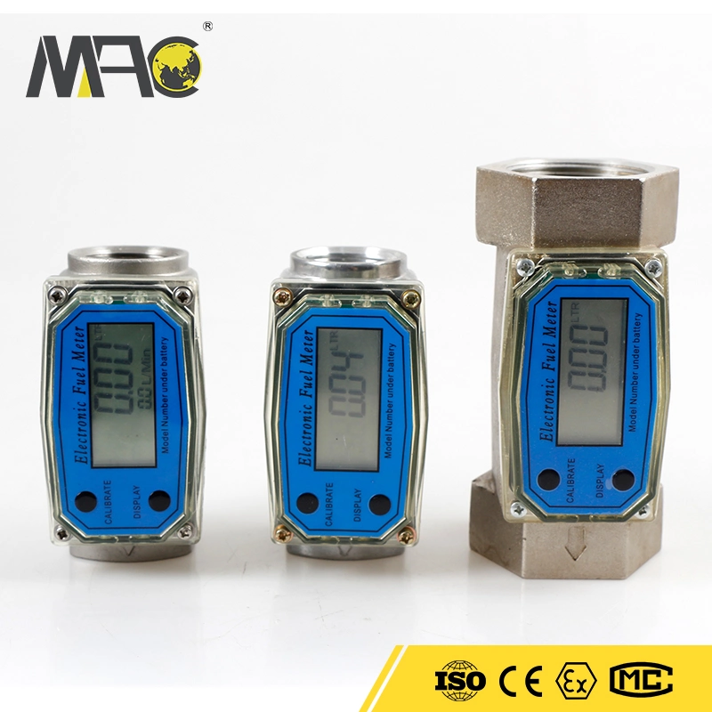 Macsensor Fuel Meter Electronic Aluminum Turbine Digital Diesel Fuel Flow Meter