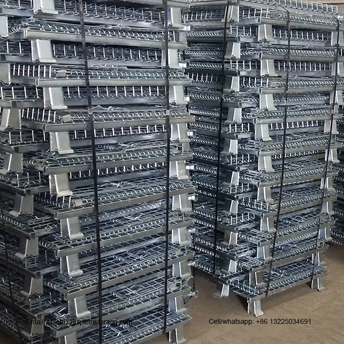 Logistic Collapsible Stackable Iron Steel Wire Mesh Cage with CE Certificate in Low Factory Price for Industrial Warehouse Storage Racks System