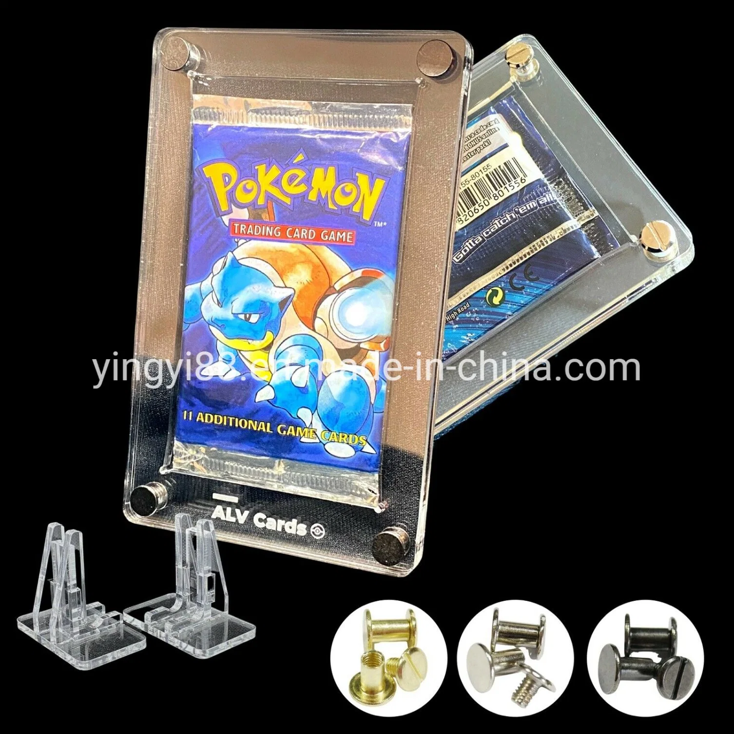 Soporte para tarjetas graduadas Pokemon PSA acrílico transparente anti-UV con Base