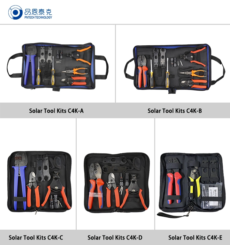 Conjunto de ferramentas de aperto de cabos para sistema Solar de mão preta qualidade C4K-D. Solar Ferramenta de crimpagem para cabo solar de 2.5/4/6mm2