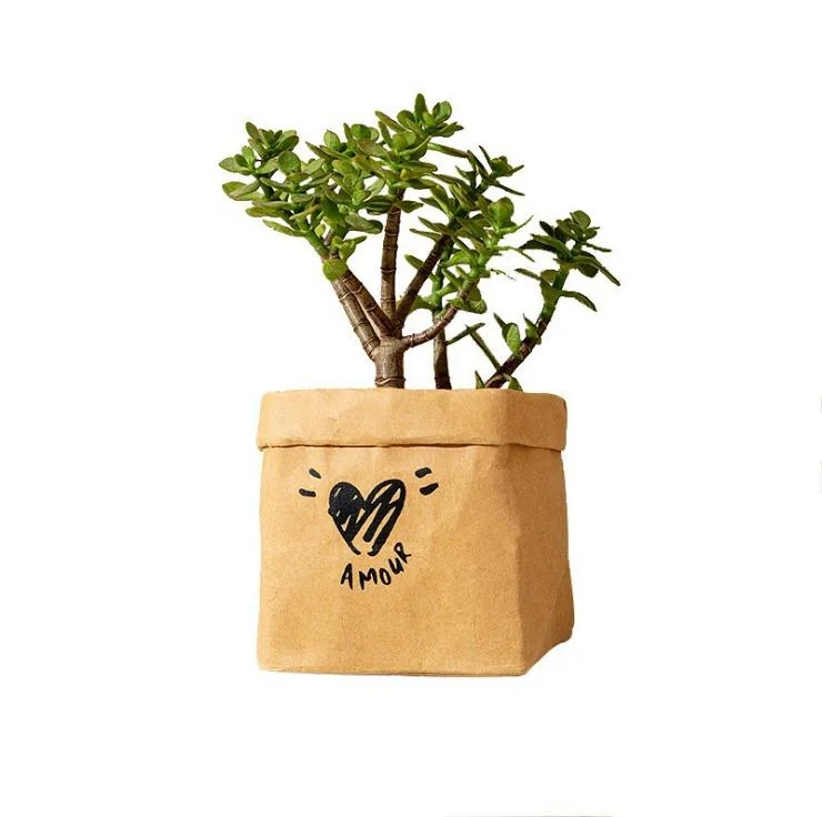 Original Factory Wholesale/Supplier 100% Reusable Kraft Paper Bags with PU Leather Handles,Eco-Friendly Natural Kraft Paper Storage Bag for Packaging Flowers/Wine/Rice/Food