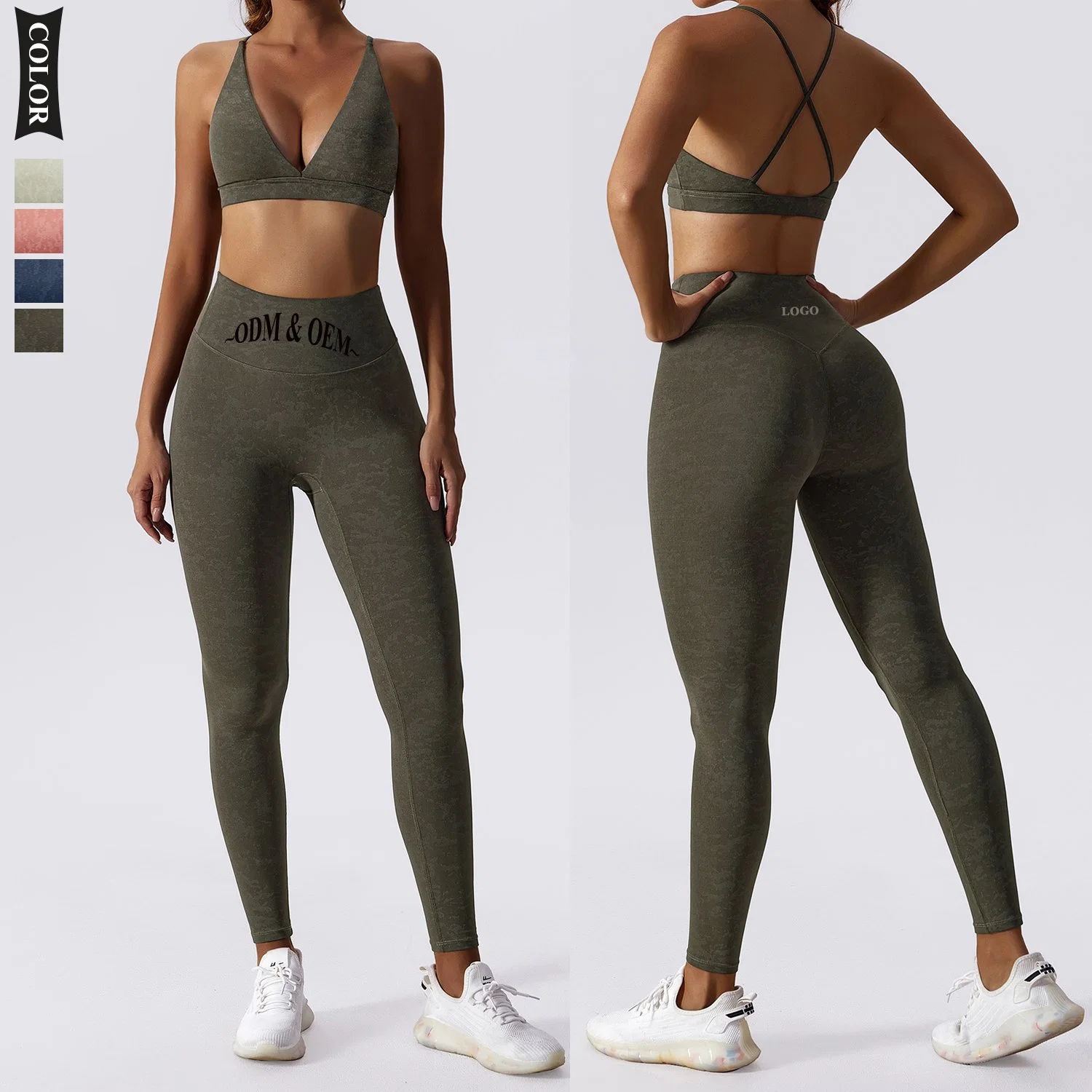 Femmes Logo Personnalisé Entraînement Sport Yoga Leggings et Ensemble de Soutien-Gorge