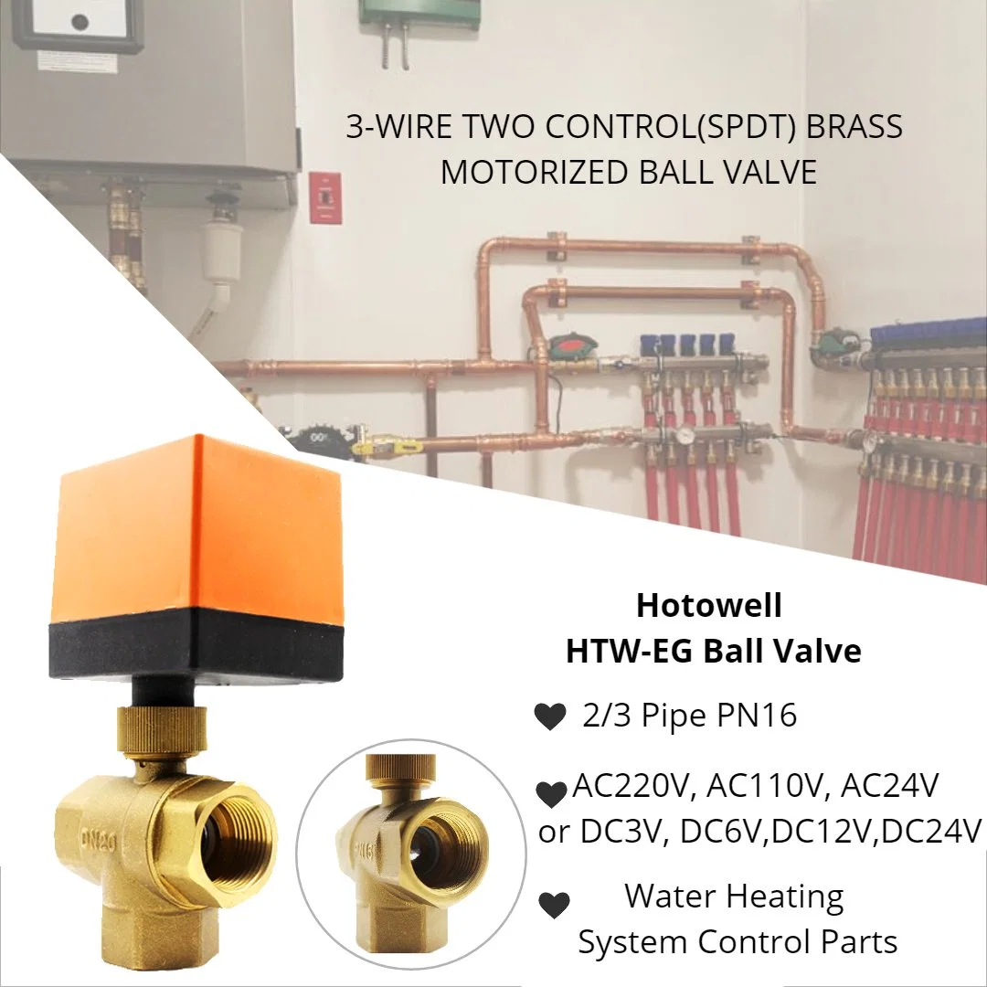 2 Way Water Underfloor Heating Parts Motorized Actuator Zone Brass Valve