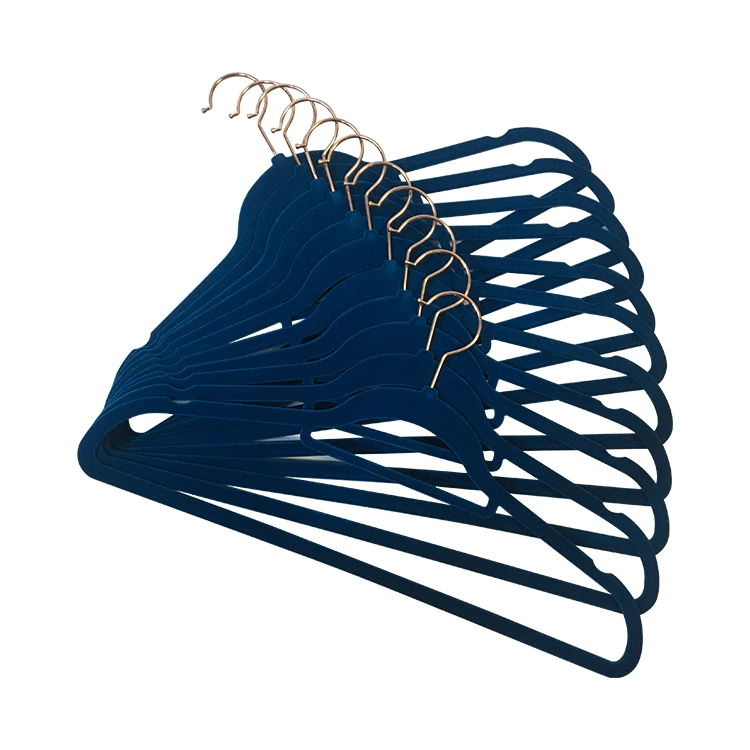 Manufacturer Wholesale/Supplier 38cm Navy Blue Coat 50 Pack Velvet Hangers for Cloths