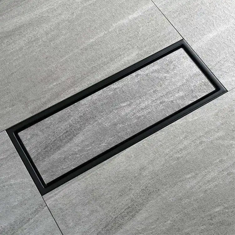 Black Grate Anti Odor Linear Balcony Toilet Modern Square Bathroom Drainage Ss Shower Covers Stainless Steel Floor Drain