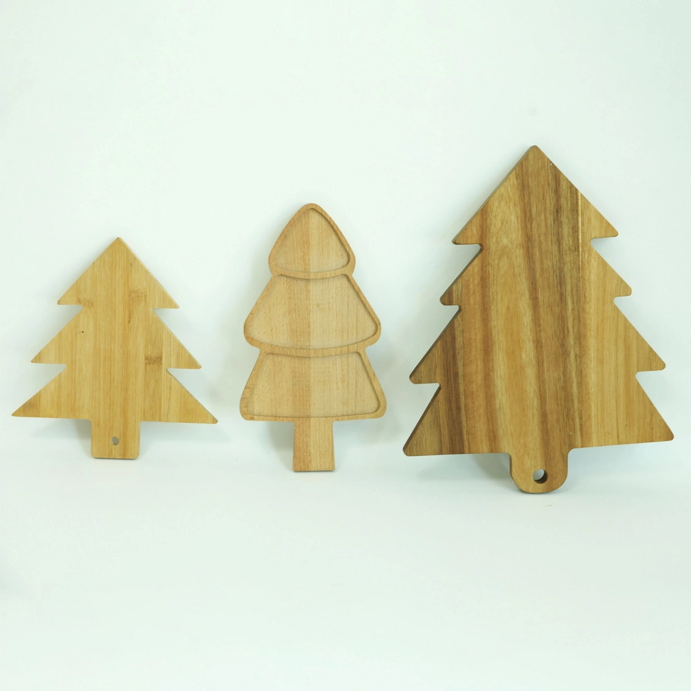 Formato de árvore de Natal Bambu Board da placa de corte de madeira charcutaria servindo de queijo board
