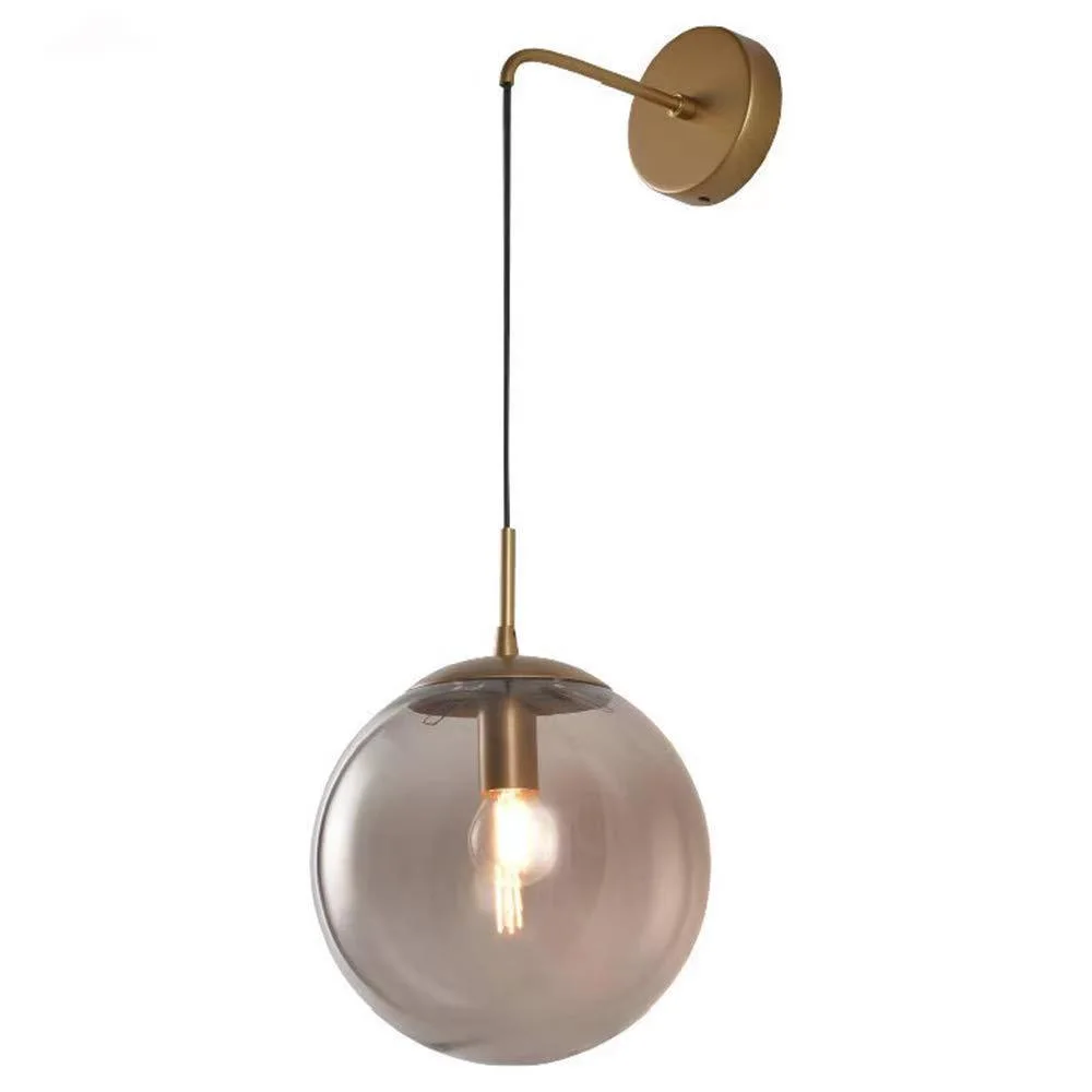 Post-Modern American Simple Retro Glass Ball Brass Gold LED Chandelier