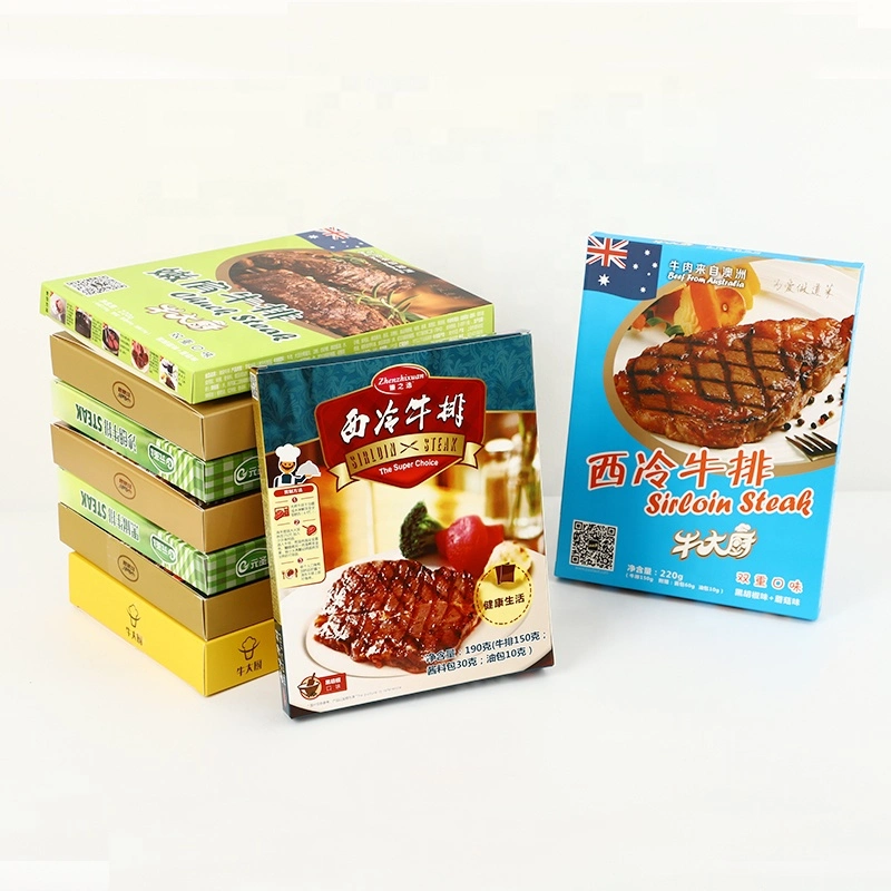 Wholesale/Supplier Logo Printed Folding Cardboard Frozen Steaks Paper Box with Custom Design