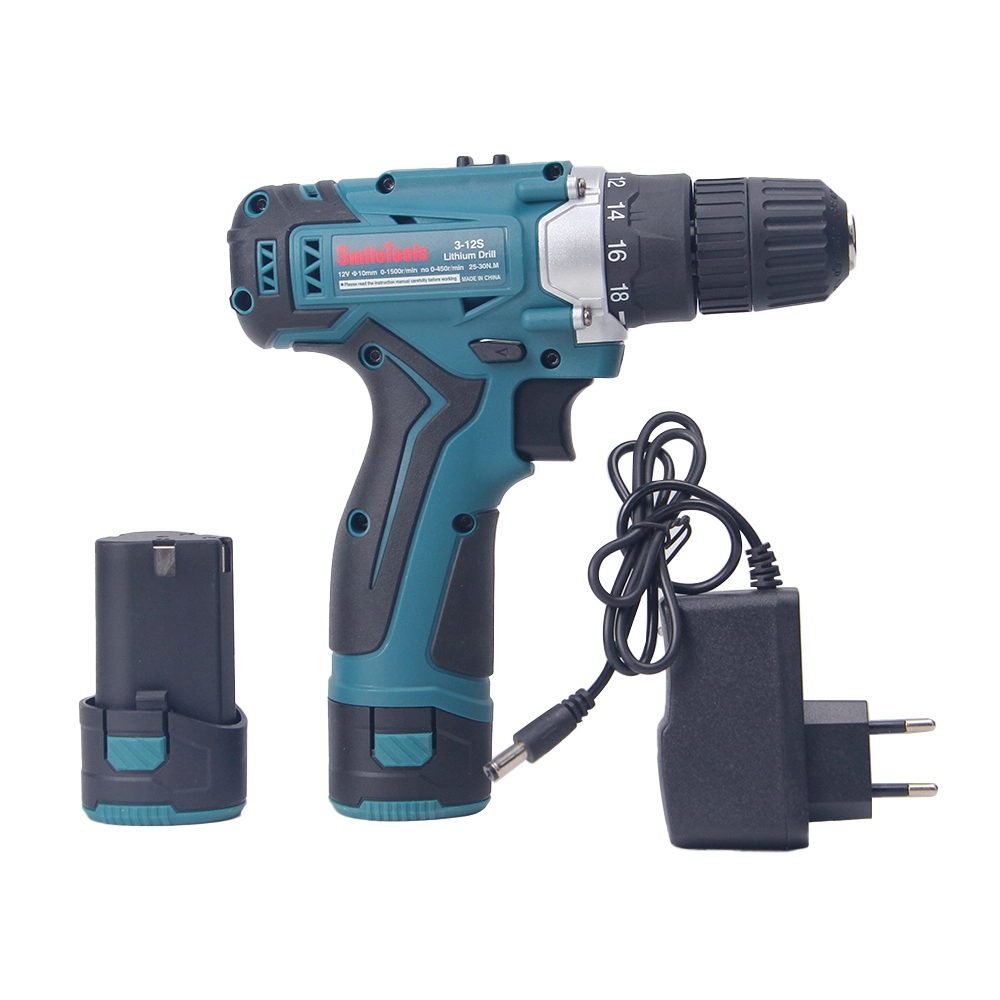 1400rpm 2-Speed Rechargeable Wireless Power Drills Portable Cordless Impact Drill Multifunction Lithium Electric Screwdriver Set