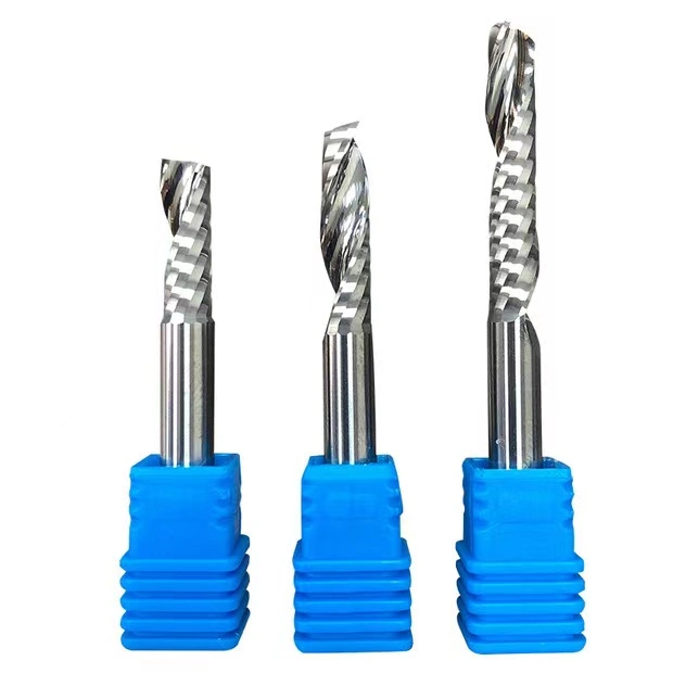 Wyk 3.175mm Single Flute Helical Right Angle Milling Cutter Wood Milling Bit Carbide Woodworking Single Flute Drill Bit