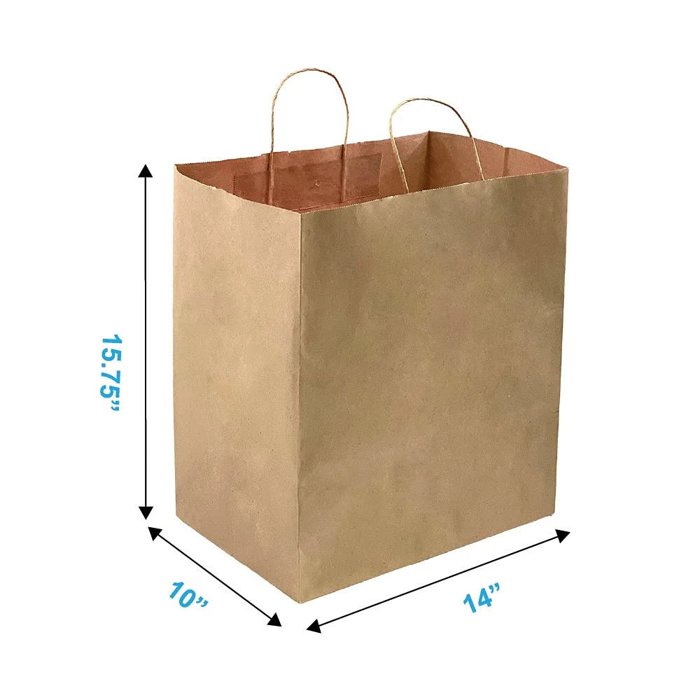 Large Ultra Wide Brown Kraft Paper Bags with Twisted Handle, Perfect Solution for Restaurant Takeouts, Parties, Baby Shower, Shopping