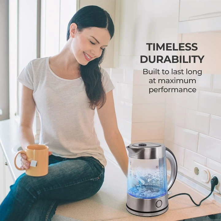 Factory Outlet Cordless Glass Water Boiler Stainless Steel Filter Electric Kettle