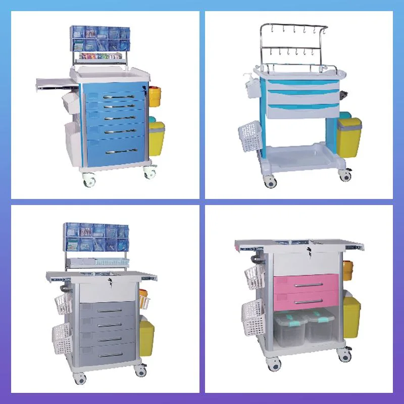 Hospital Used Nurse Trolley Drawer Medical Cart for Sale