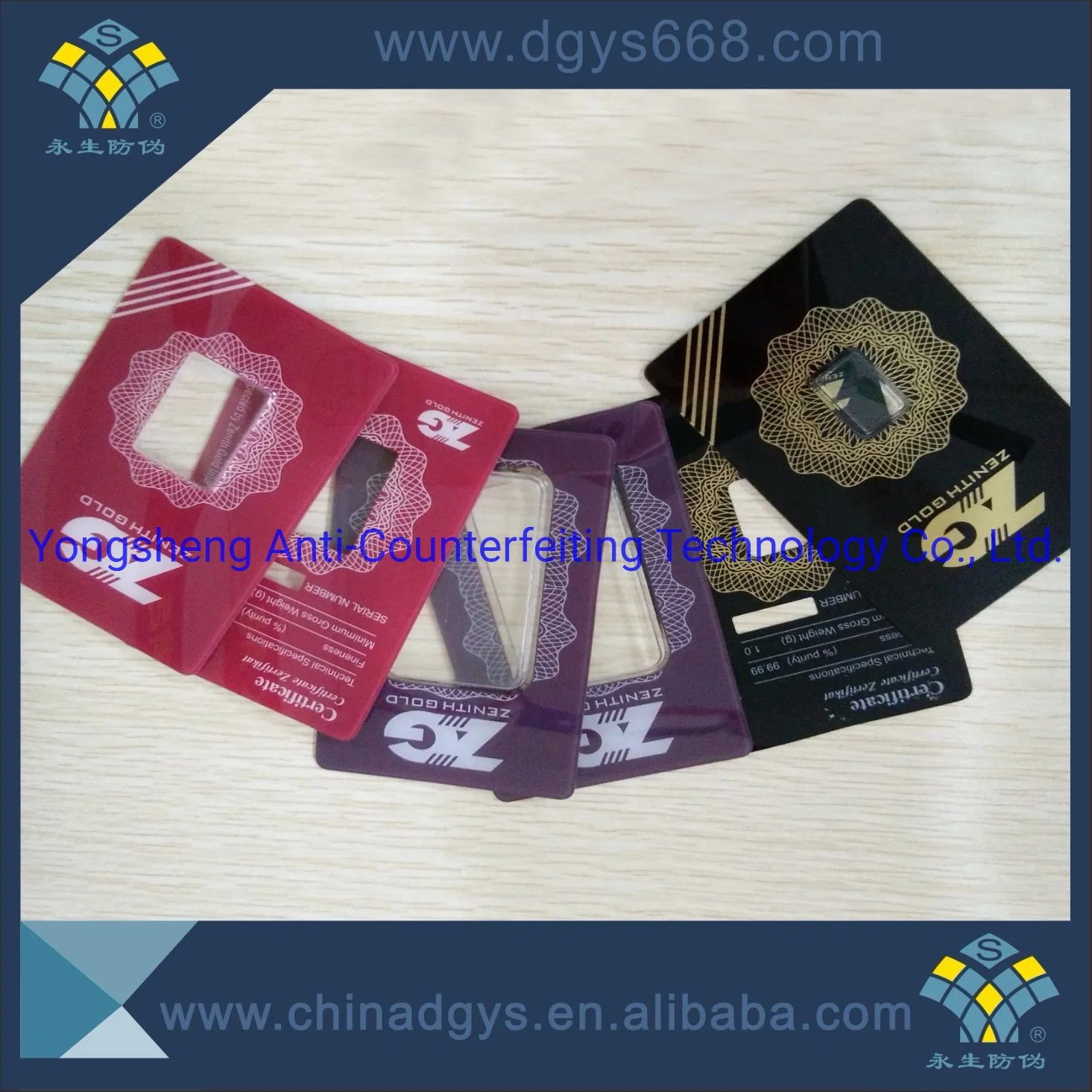 Custom High quality/High cost performance  Hologram Gold Bar/Coin Packaging Card Sleeves Card Set