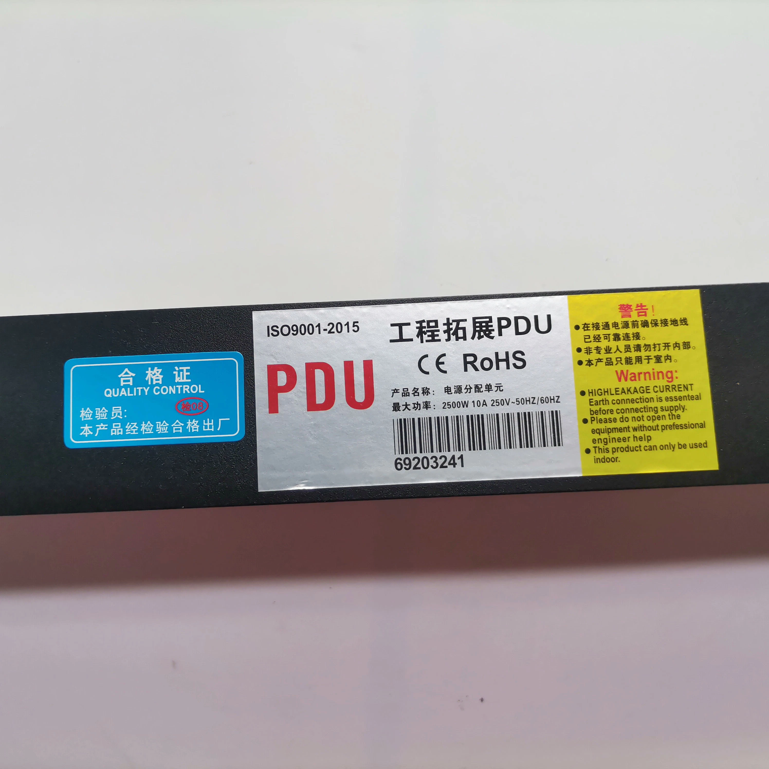 2500W Lighting Protection 8 Way IEC/C13 Type PDU 1u 19" Rack Mount Power Strip for Cabinet 250V 16A