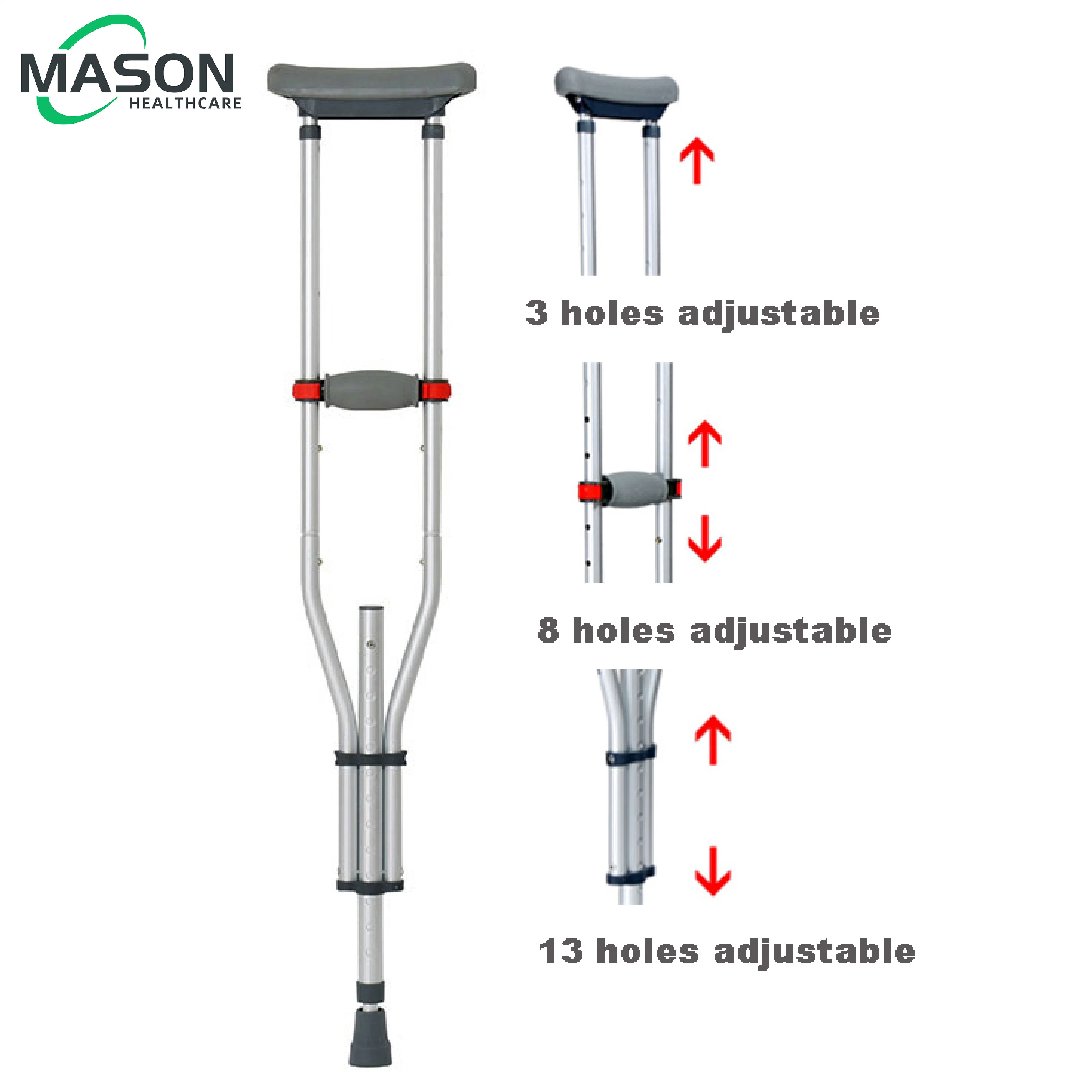 Walking Stick 3 in 1 Lightweight Folding Aluminum Frame Crutches Height Adjusting