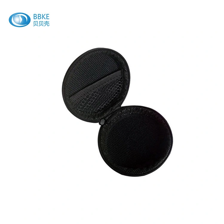 Customized Hard Earphone Case Round, with Mesh Pocket and Pull