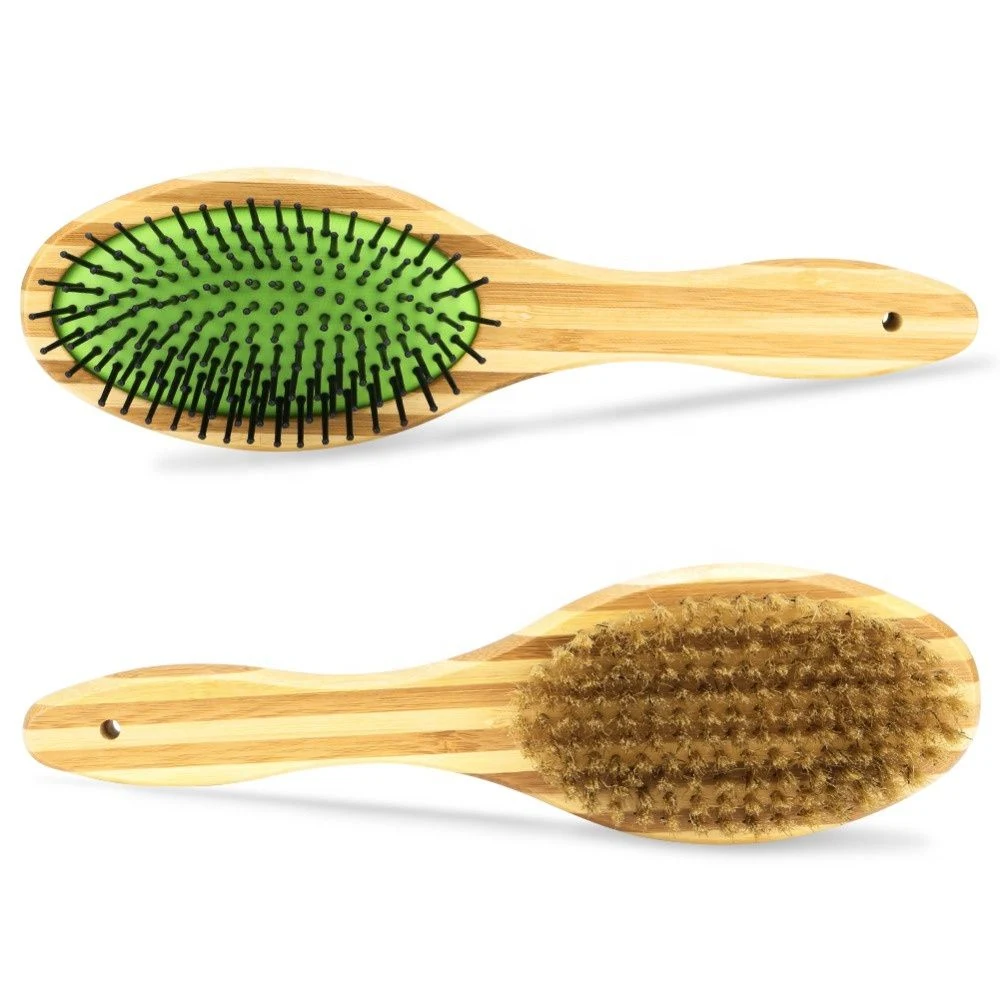 Bamboo Bristle Brush Pet Grooming Comb Cleans