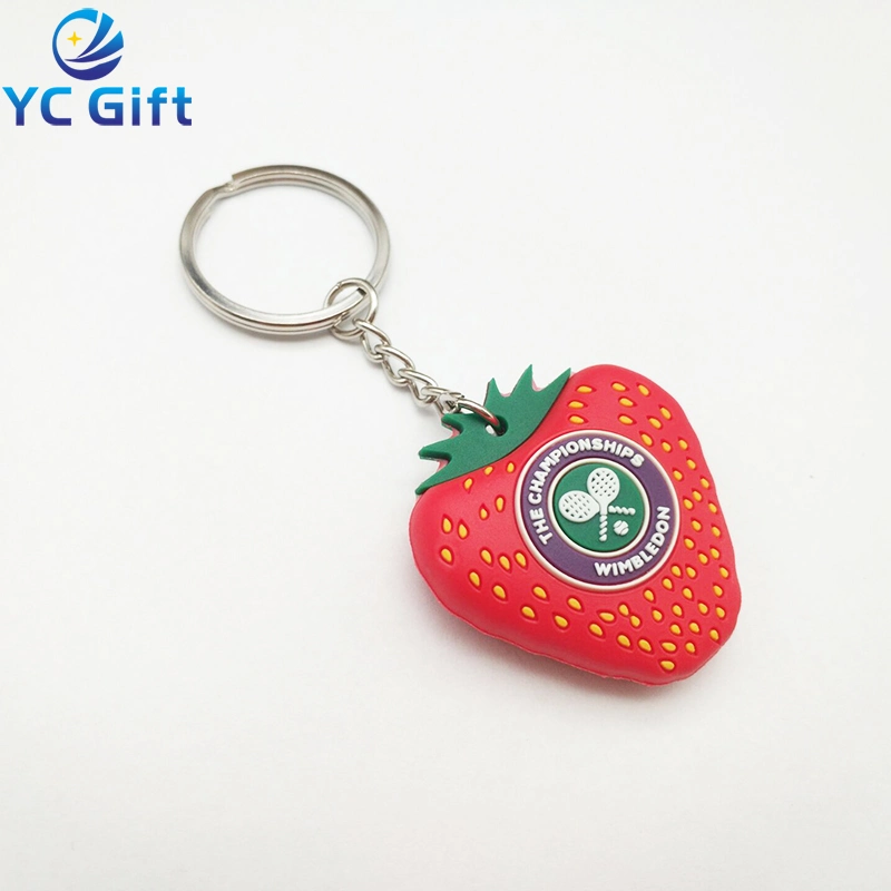 Hot Sale Fashion Personalized Fruits Strawberry Keychain Kid Holiday Gift Toy Funny Key Tag Custom Travel Souvenir Food Promotional Items Keyrings in China