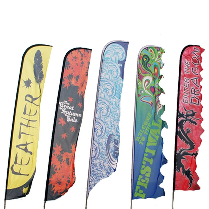 Customized Beach Advertising Digital Polyester Fabric Colorful Display Feather Banner Teardrop Flag