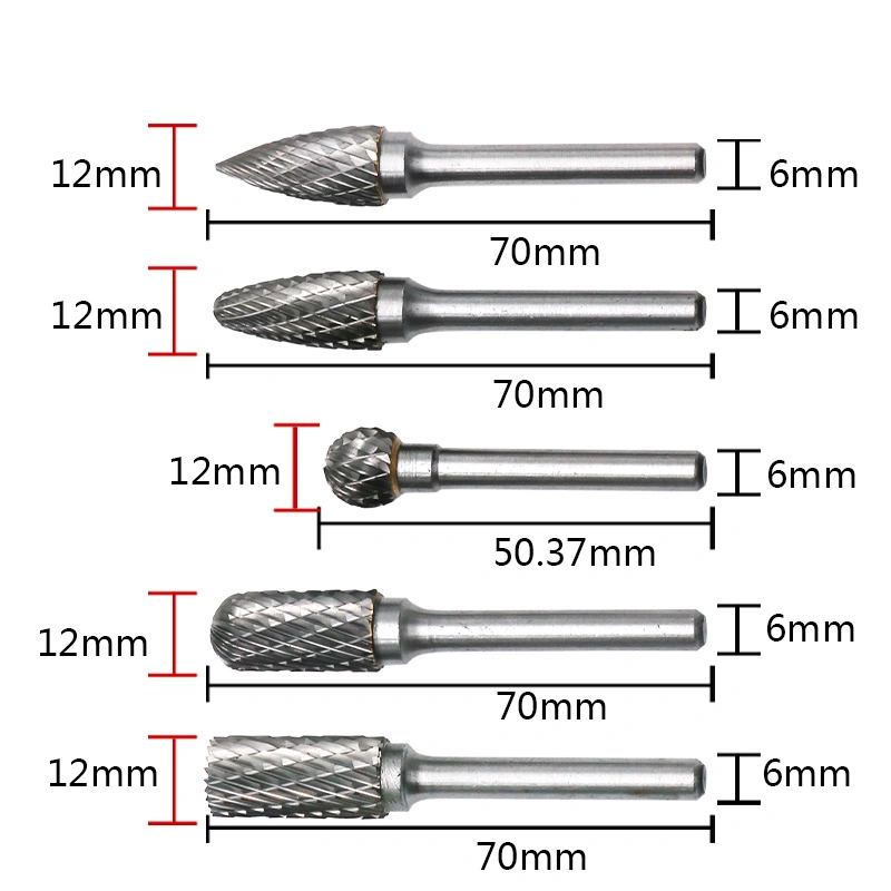 مجموعة من حواف urbide ذات 5 قطع مع ساق واحدة وقص مزدوج 1/4 بوصة أدوات الطاقة الصلبة Tungsten Carbide ملفات بت من أجل الموت مطحنة معدنية