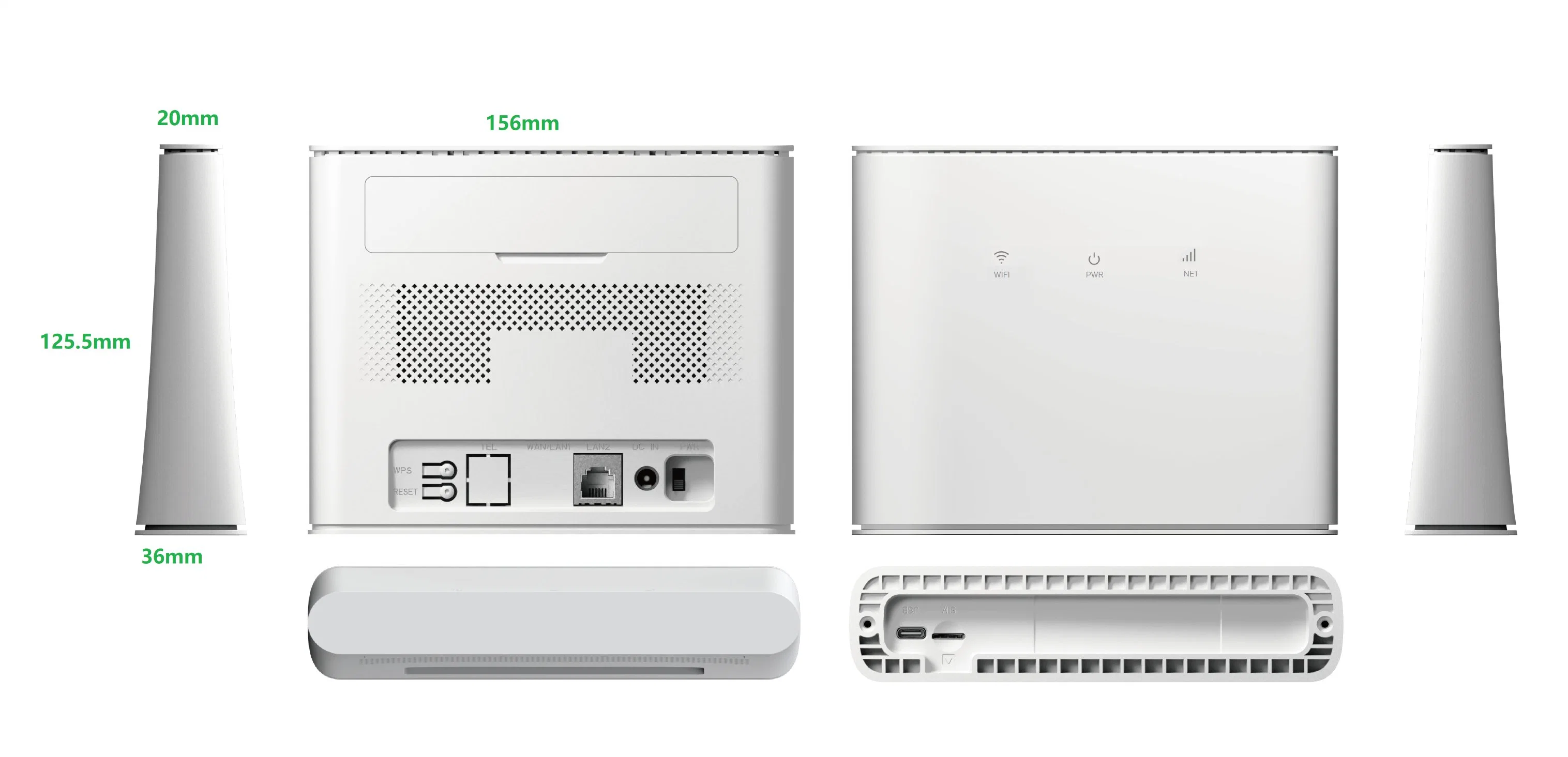 Routeur d'intérieur cellulaire CPE Hir100 4G Cat 4 avec WiFi6 2,4G