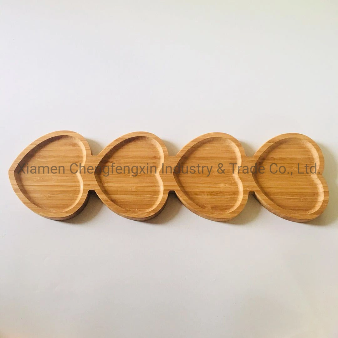 Bamboo Snack Bread Fruit Serving Tray Love Heart Shaped Bamboo Serving Tray Plate