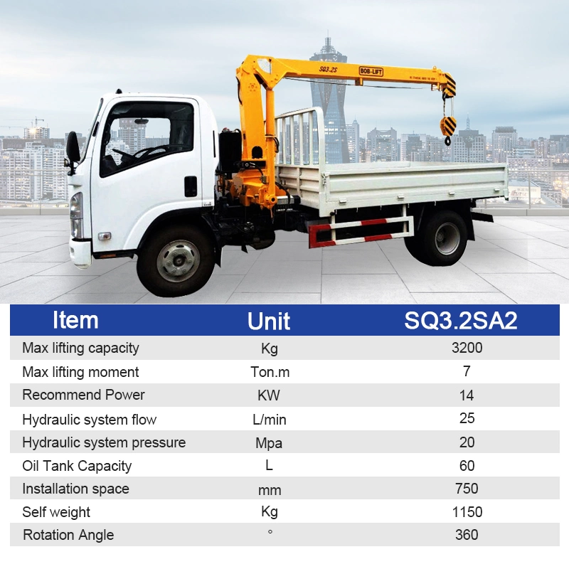 Прямой рычаг гидравлического подъемного крана Bob-Lift Sq3.2SA2 кран, монтируемый на грузовике Телескопический кран-балка по заказу