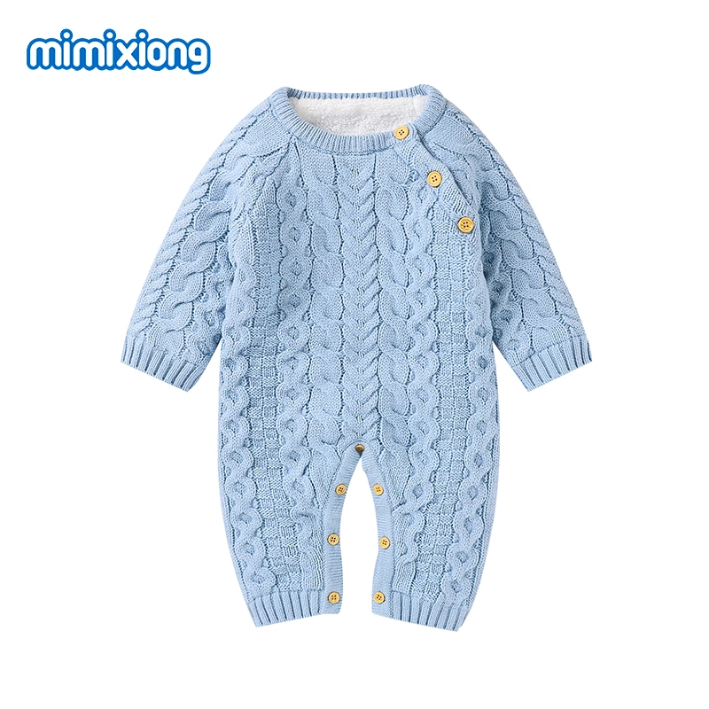 Macacão de lã quente e grosso para recém-nascido, roupas de bebê tricotadas, vestuário infantil.