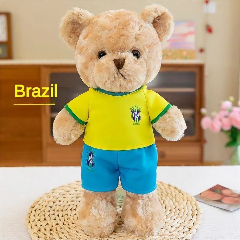 Новый 2023-Word Cup Cute Футбол Teddy Bear с манжетой Подарки для животных Toyss