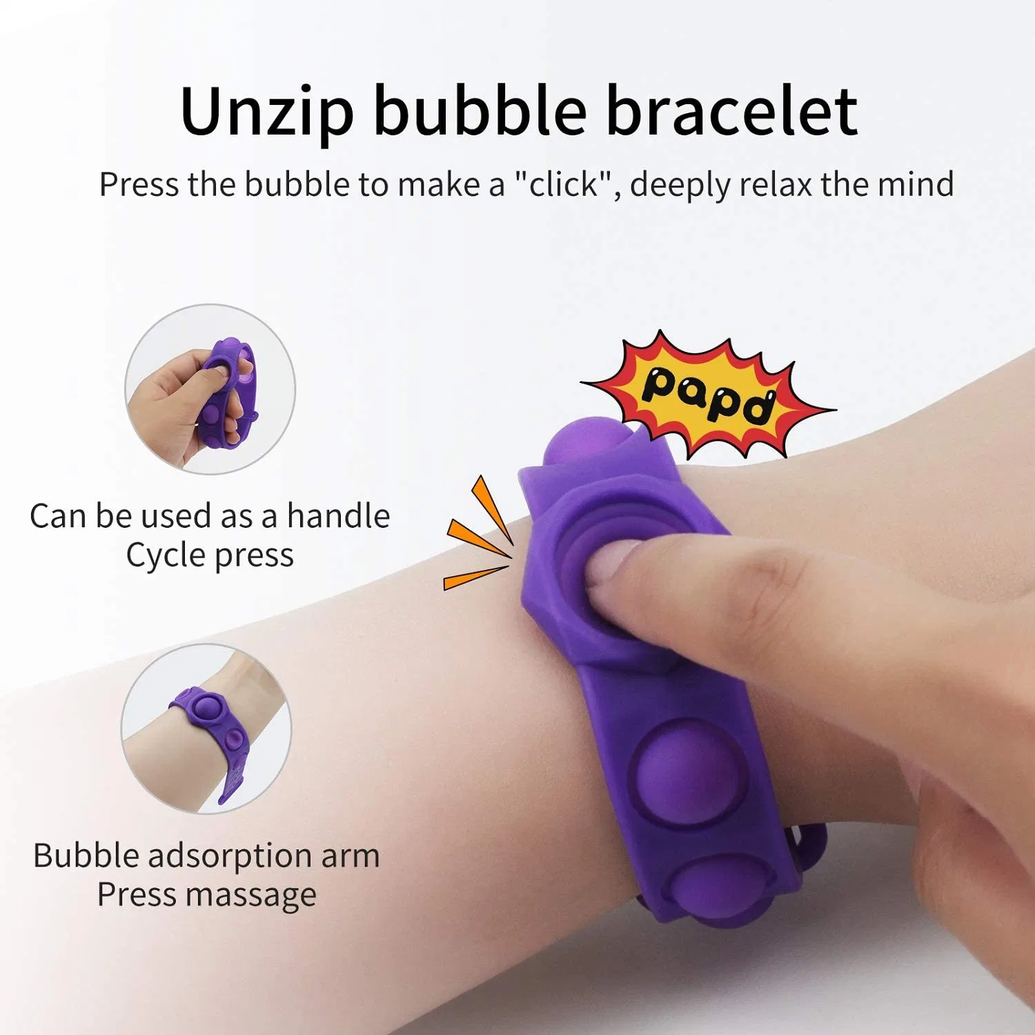 Neue Heiße Verkauf Push Pop It Sensory Silikon Bubble Fidget Finger Armband für Kinder Erwachsene Stress Relief Spielzeug